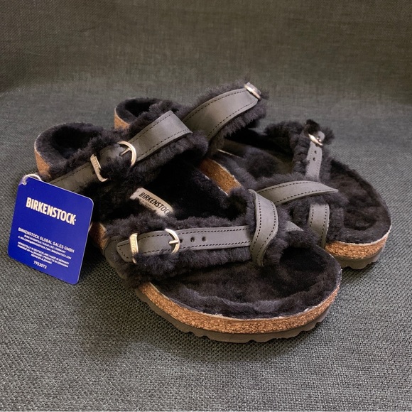 Birkenstock Shoes - BIRKENSTOCK Mayari Oiled Leather Shearling and Cork Sandal Women’s 8 US, 39 EU